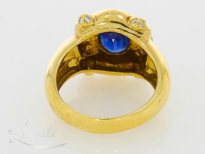 Kuldsõrmus 750* Briljandid+Safiir