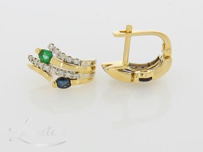 Kuldkõrvarõngad 585* Briljandid ja Safiirid