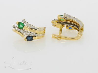 Kuldkõrvarõngad 585* Briljandid ja Safiirid