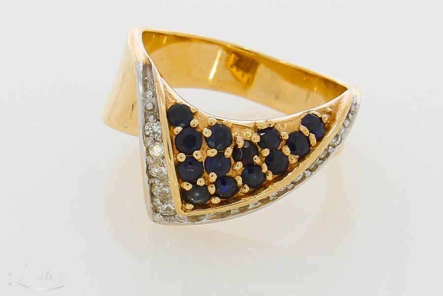 Kuldsõrmus 585* Briljandid+Safiirid