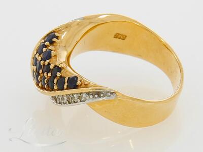 Kuldsõrmus 585* Briljandid+Safiirid