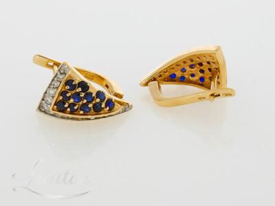 Kuldkõrvarõngad 585* Briljandid + Safiirid