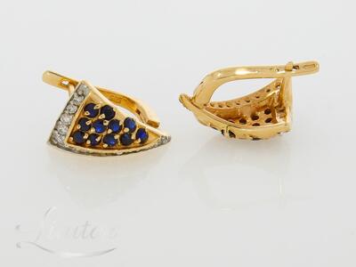 Kuldkõrvarõngad 585* Briljandid + Safiirid