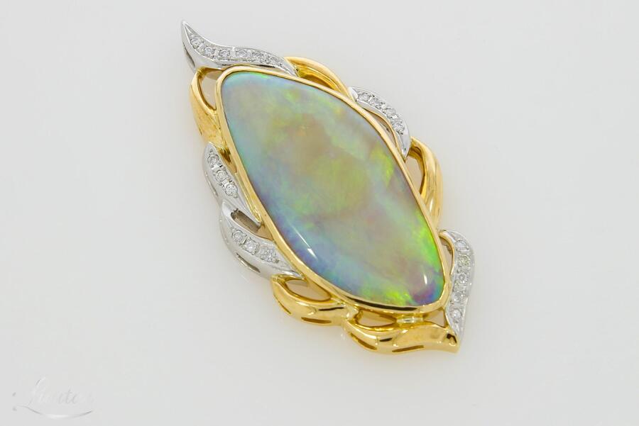Kuld + plaatina kulon 750* UUS! Austraalia Opaal 21.75ct + Briljandid 0.23ct
