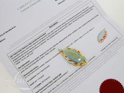 Kuld + plaatina kulon 750* UUS! Austraalia Opaal 21.75ct + Briljandid 0.23ct