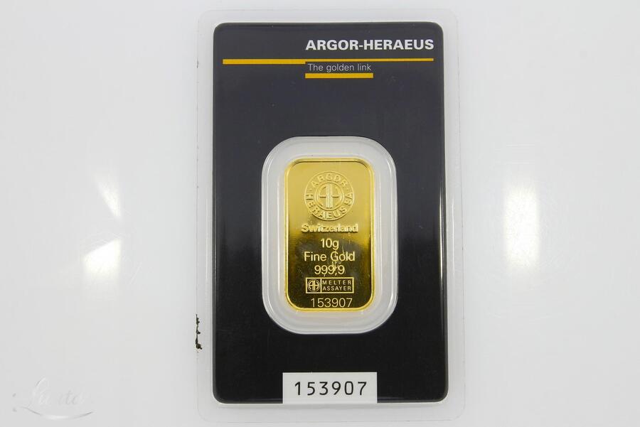 Kuldplaat 999* 10g Argor-Heraeus Kinebar