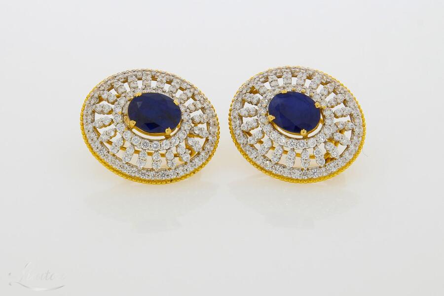 Kuldkõrvarõngad 875* Safiirid + Briljandid
