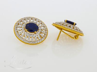 Kuldkõrvarõngad 875* Safiirid + Briljandid