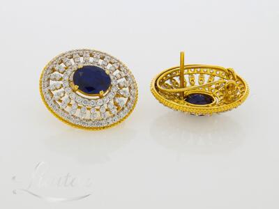 Kuldkõrvarõngad 875* Safiirid + Briljandid