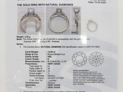 Kuldsõrmus 585* Briljandid 0,83ct UUS!