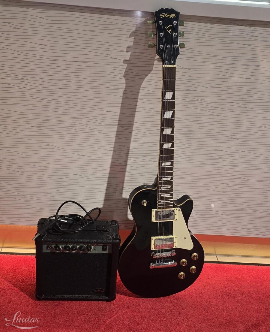 Kitarr Stagg SEL-STD BLK+Basskitarri võimendi Stagg 20 BA