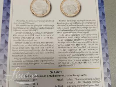 Meenemünt Eesti Hümnile pühendatud medal 2021a