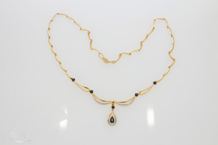 Kuldkaelakett 585* Safiirid + Briljandid