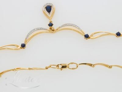 Kuldkaelakett 585* Safiirid + Briljandid