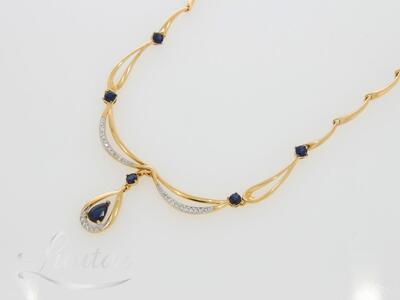 Kuldkaelakett 585* Safiirid + Briljandid