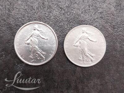 Hõbemündid "Prantsusmaa 5fr 1963a, 2fr 1914a (2tk)