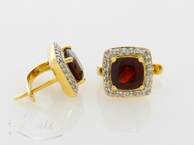 Kuldkõrvarõngad 585* Granaat ja Briljandid