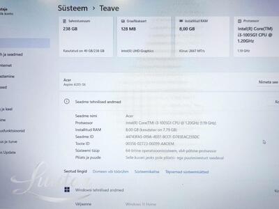 Sülearvuti Acer Aspire 3 i3 (N19C1)