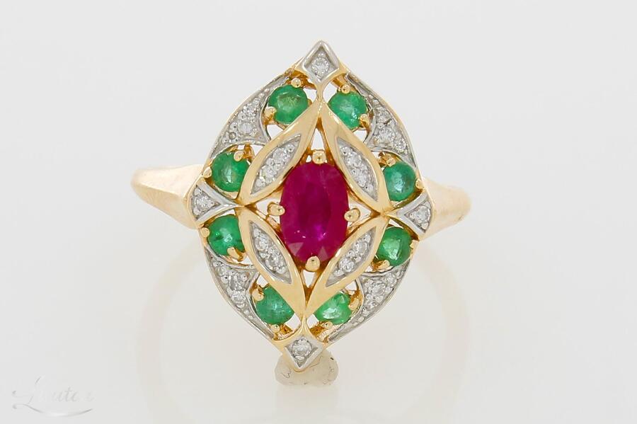 Kuldsõrmus 585* Briljandid + Smaragdid