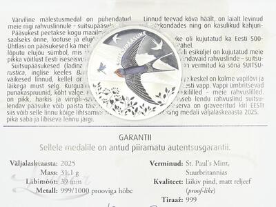 Hõbemedal Suitsupääsuke 999*