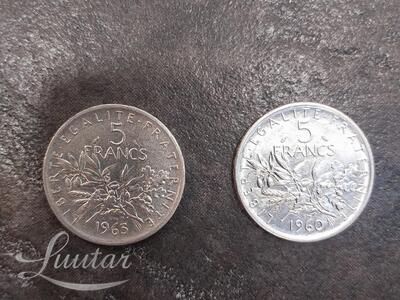 Hõbemündid 935* Prantsusmaa 5 Franki 1960a, 5 Franki 1965a