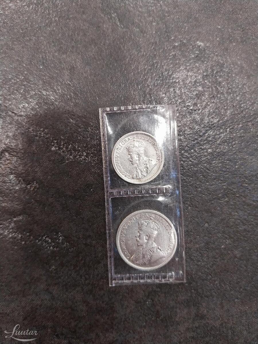 Hõbemündid 925* George V Canada 5 senti 1920a, 10 senti 1936a.