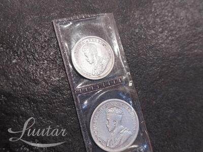 Hõbemündid 925* George V Canada 5 senti 1920a, 10 senti 1936a.