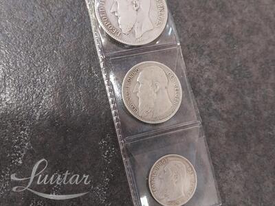 Hõbemündid 875* Belgia 2 Franki 1867, 1 Frank 1909, 50 senti 1909