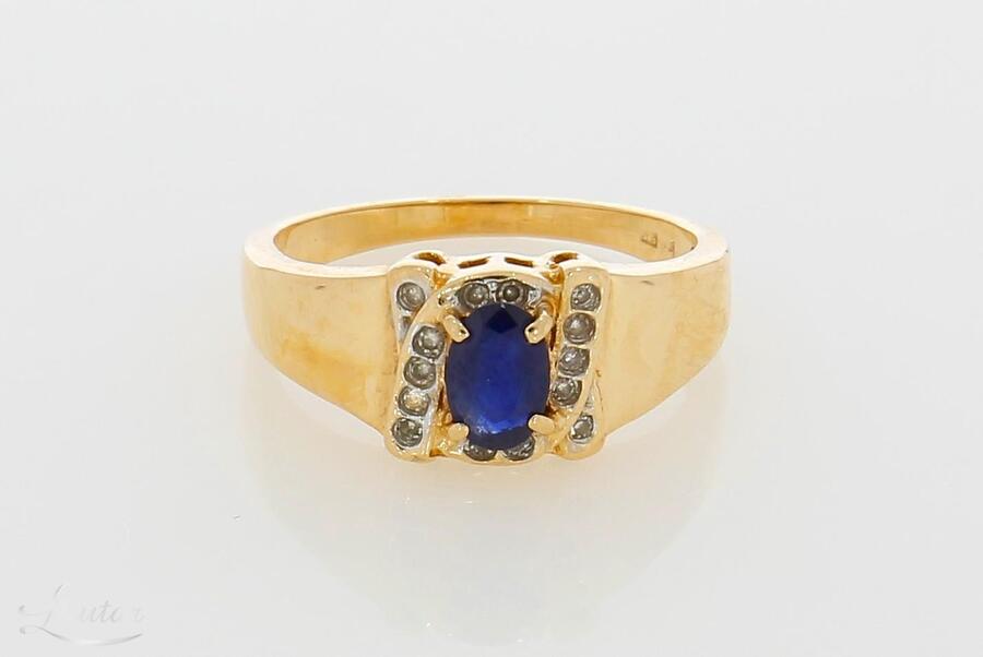 Kuldsõrmus 585* Briljandid + Safiir