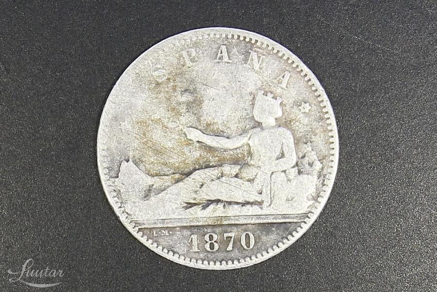 Hõbemünt 835* Una Peseta 1870a