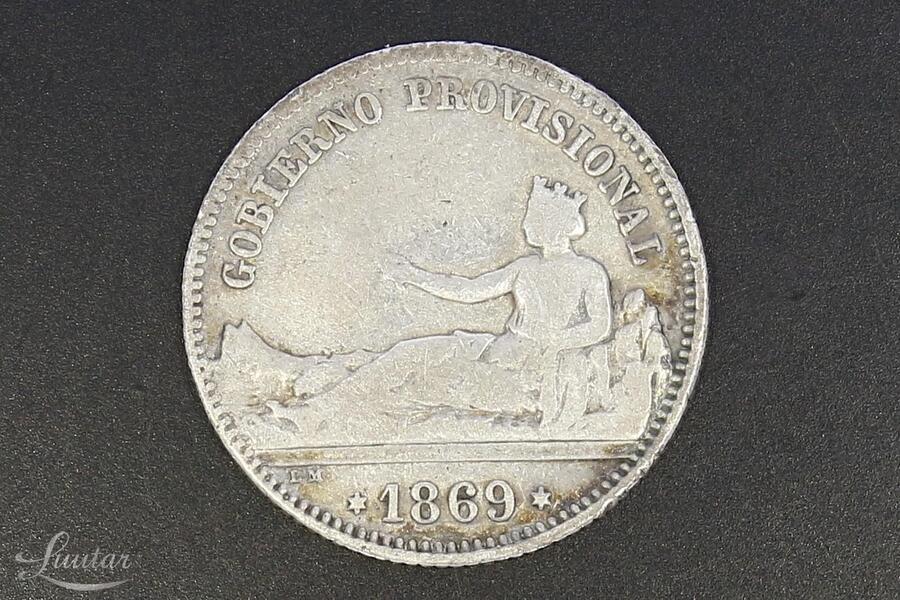 Hõbemünt 835* 1 Peseta  Provisional Government 1869a