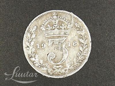 Hõbemünt 925* George V 3 Penni 1916a
