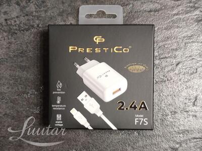 Laadija PRESTICO F7S 1xUSB + Juhe Lightning 20W PD valge UUS!
