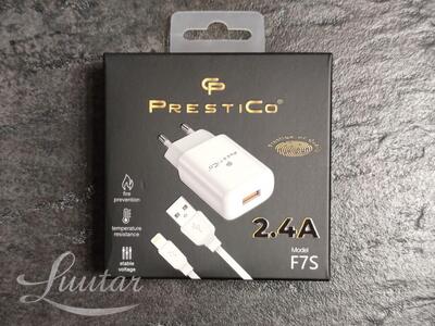Laadija PRESTICO F7S 1xUSB + Juhe Lightning 20W PD valge UUS!