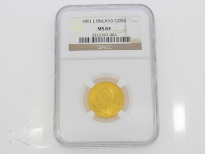 Kuldmünt 900* Finland (Russia) 20 Markkaa 1891a - Alexander III