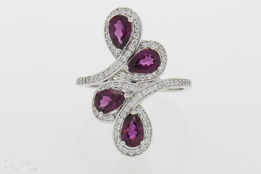 Kuldsõrmus 585* UUS! Briljandid 0.74ct + Granaadid 2.70ct