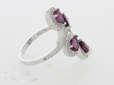 Kuldsõrmus 585* UUS! Briljandid 0.74ct + Granaadid 2.70ct