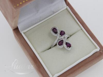 Kuldsõrmus 585* UUS! Briljandid 0.74ct + Granaadid 2.70ct