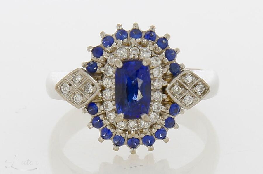 Kuldsõrmus 750* Safiirid+Briljandid