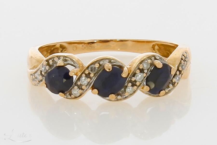 Kuldsõrmus 585* Safiirid + Briljandid