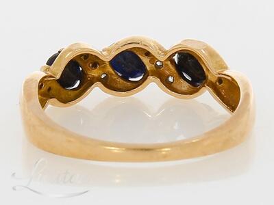 Kuldsõrmus 585* Safiirid + Briljandid