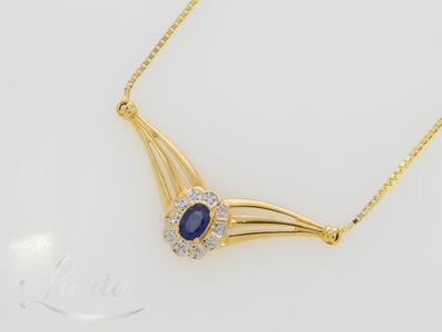 Kuldkaelakett 585* Briljandid ja Safiir