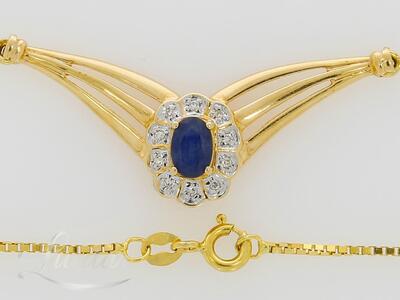 Kuldkaelakett 585* Briljandid ja Safiir