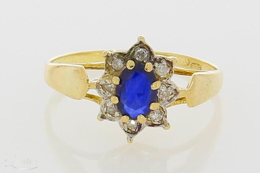 Kuldsõrmus 585* Briljandid ja Safiir