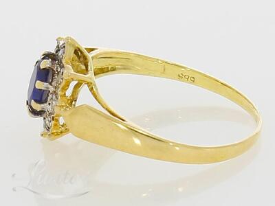 Kuldsõrmus 585* Briljandid ja Safiir