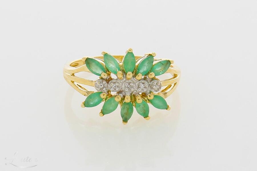 Kuldsõrmus 585*  Brillijant + Smaragdid