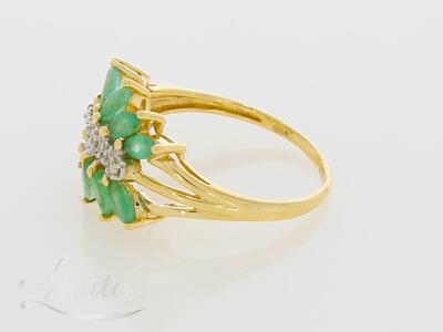 Kuldsõrmus 585* Briljandid + Smaragdid