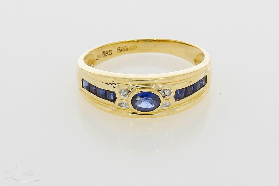 Kuldsõrmus 585* Safiirid + Briljandid