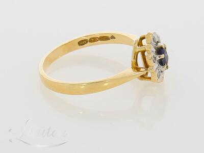 Kuldsõrmus 585* Briljandid+Safiir