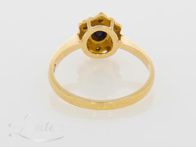 Kuldsõrmus 585* Briljandid+Safiir